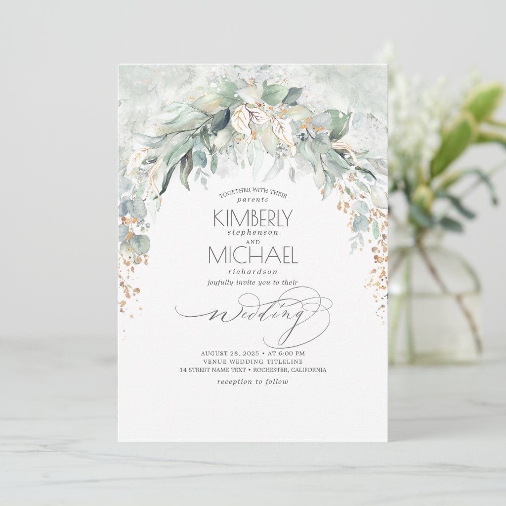 Wedding invitation greenery stationery