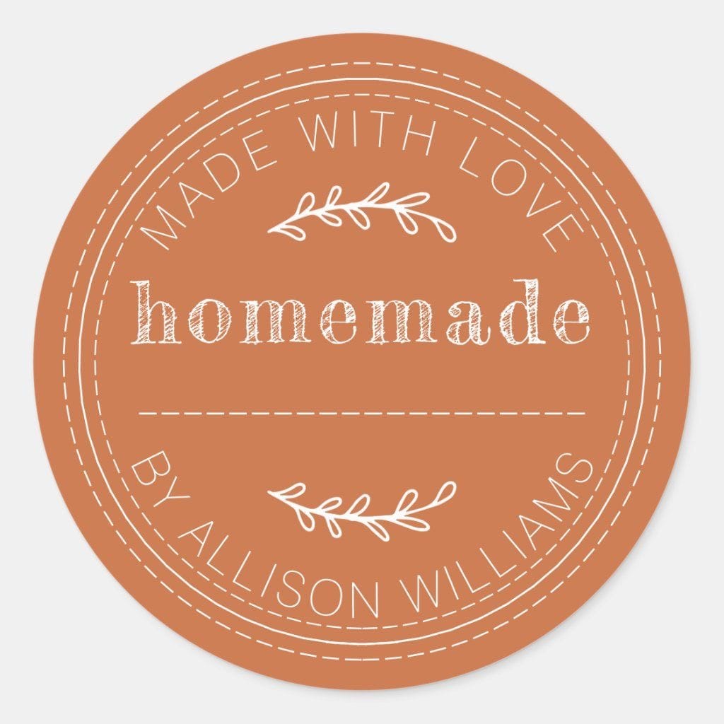 Homemade baked with love bakery stickers