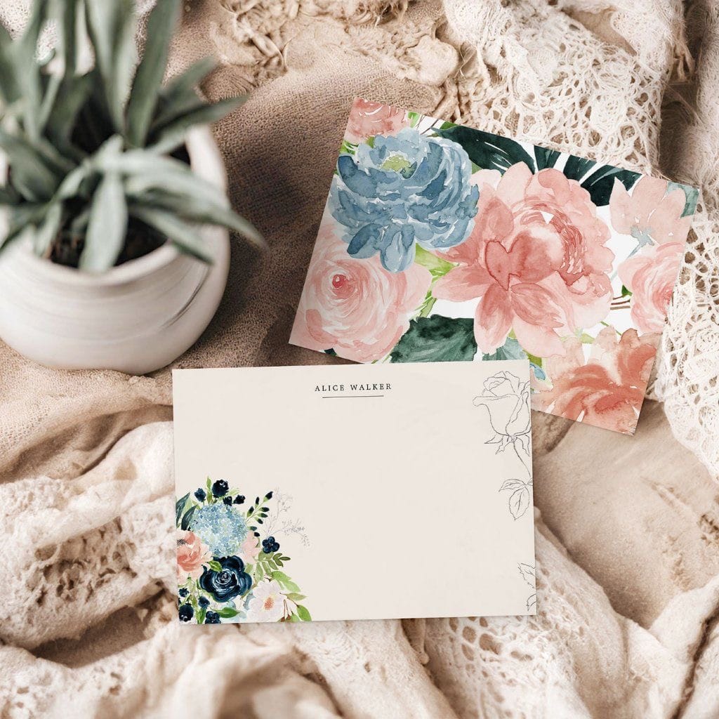 Floral note cards stationery
